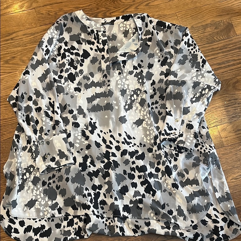 Natori oversized xl Stylish Women's Black and Gray Patterned Top
